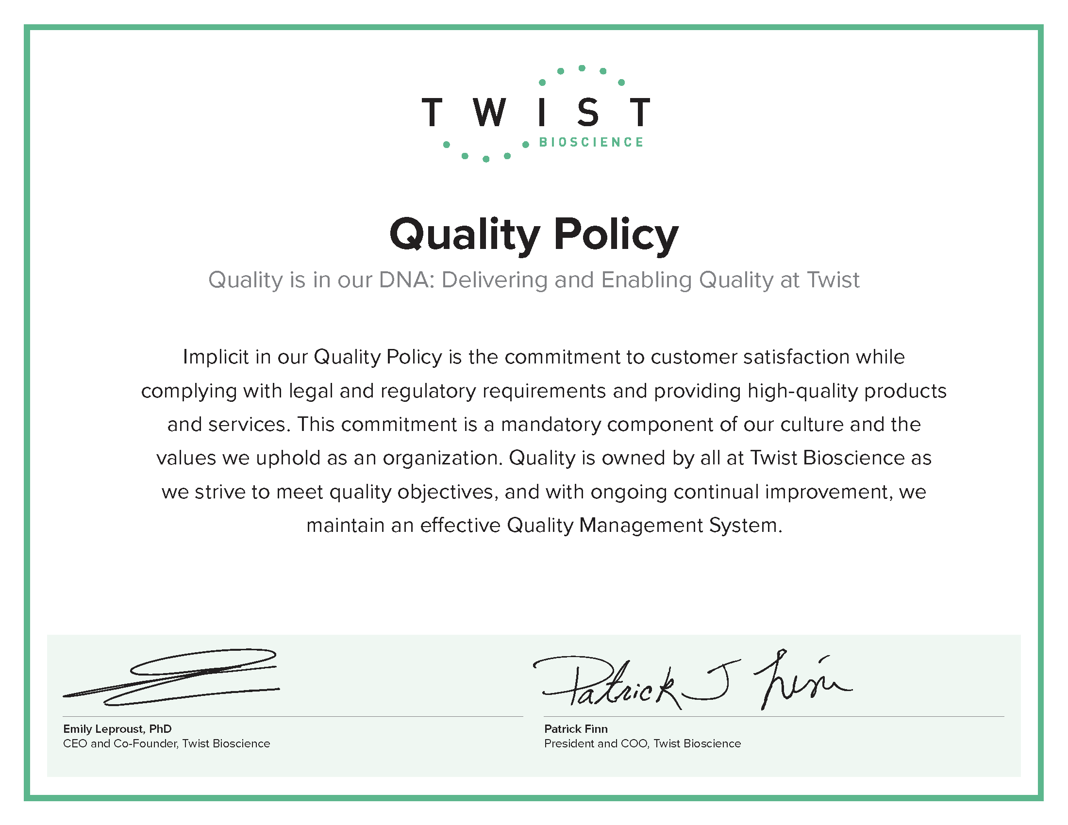 quality policy